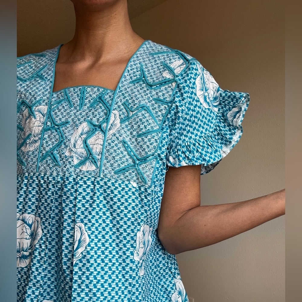 Blue Floral Women's Dress - Picture 7 of 8